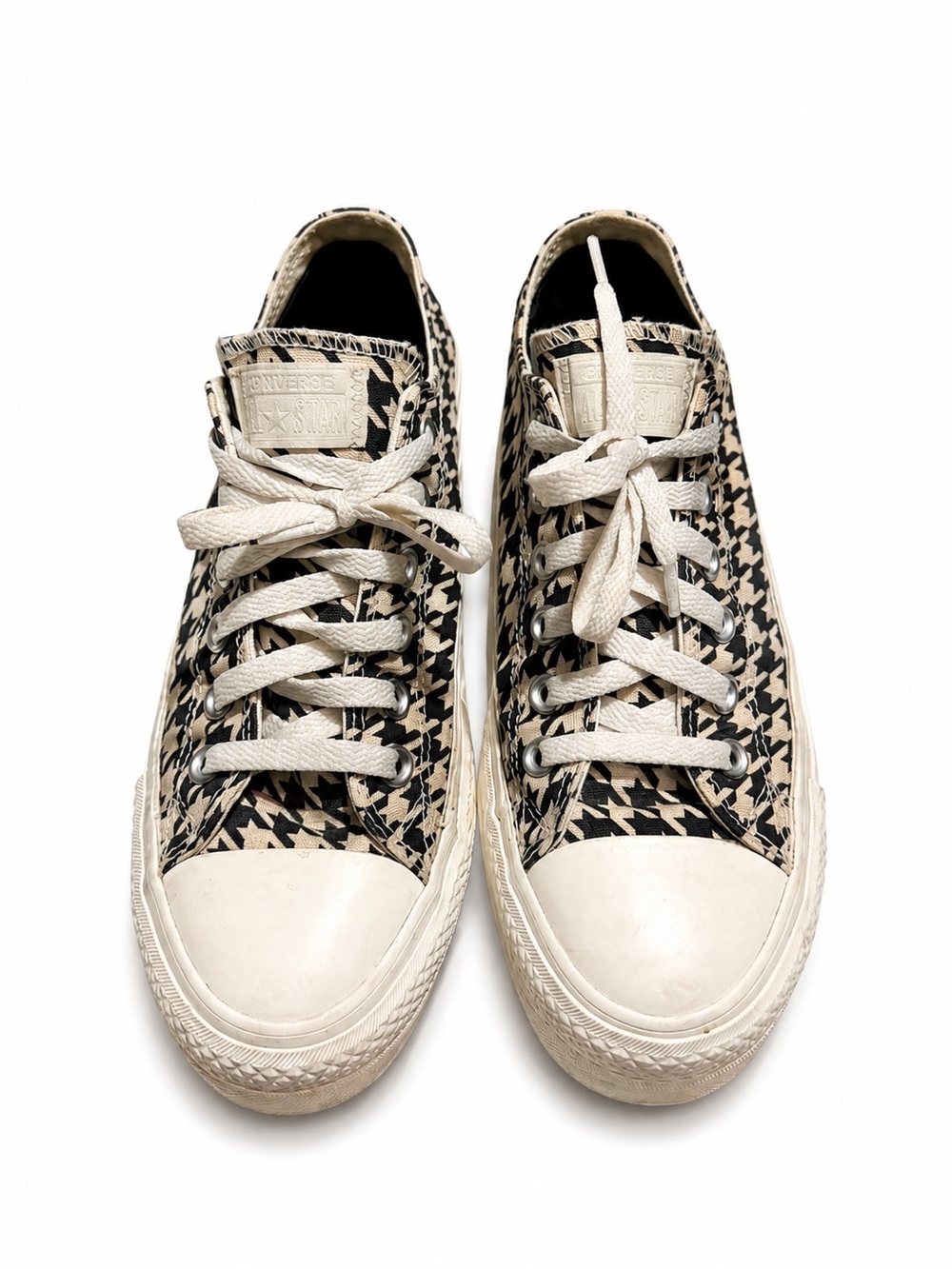 Converse Women's Low-Top Sneakers - Black & Cream Houndstooth - Picture 1 of 7